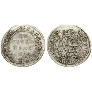 Germany SAXONY 1/24Thaler 1698 EPH Friedrich August I(1694-1733). Averse: Crowned oval 2...