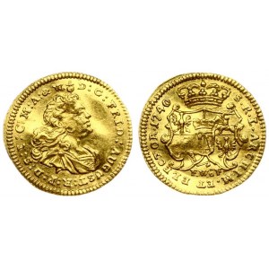 Germany SAXONY 1/4 Ducat 1740 FWoF  Friedrich August II(1733-1763). Averse: Bust right. Reverse: Crowned arms. Gold...
