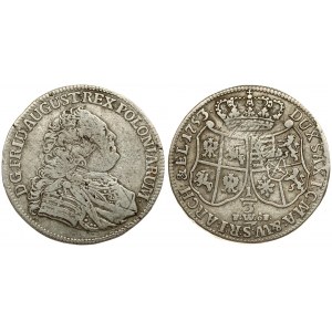 Germany SAXONY 1/3 Thaler 1753 FWoF August III(1733-1763). Averse: Armored bust right. Reverse...