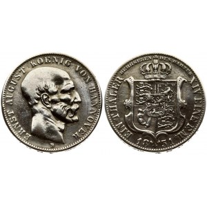 Germany HANNOVER 1 Thaler 1851B Ernst August(1837-1851). Averse: Head right. Averse Legend...