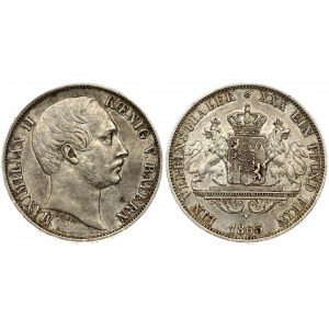 Germany BAVARIA 1 Thaler 1863 Maximilian II(1848-1864). Averse: Head right. Averse Legend: MAXIMILIAN II KOENIG V...