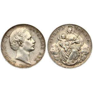 Germany BAVARIA 1 Thaler 1869 Ludwig II(1864-1886). Averse: No part in hair. Averse Legend: LVDOVICVS II BAVARIAE REX...