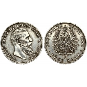 Germany PRUSSIA 5 Mark 1888A Friedrich III(1888). Averse: Head right. Averse Legend: FRIEDRICH DEUTSCHER KAISER KONIG V...