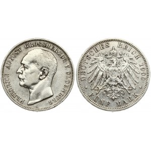 Germany OLDENBURG 5 Mark 1900A Friedrich August(1900-1918). Averse: Head left. Averse Legend...