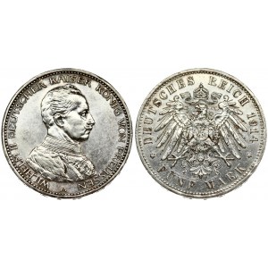 Germany Prussia 5 Mark 1914 A Wilhelm II(1888-1918). Averse: Uniformed bust right. Reverse...