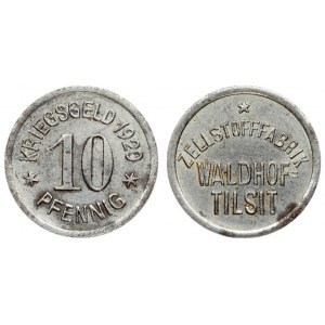 Germany 10 Pfennig 1920 Tilsit Averse Lettering:  Zellstoff Fabrik Waldhof Tilsit.  Reverse Lettering...