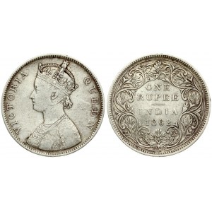 Great Btitain India 1 Rupee 1862 Victoria(1837-1901). Averse: Crowned bust left. Averse Legend: VICTORIA QUEEN. Reverse...