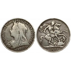 Great Britain 1 Crown 1894-LVIII. Victoria(1837-1901). Averse: Mature draped bust left. Averse Legend...