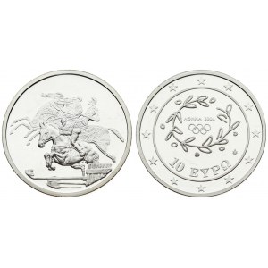 Greece 10 Euro 2004 Equestrian Averse: The design consist of the emblem of the ATHENS 2004 Summer Olympics...