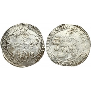 Netherlands ZWOLLE 1 Lion Daalder 1650 Averse: Armored knight looking left behind lion shield. Reverse...