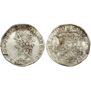 Netherlands HOLLAND 1 Silver Ducat 1673 Averse: Standing armored Knight with crowned shield of Holland at feet. Reverse...