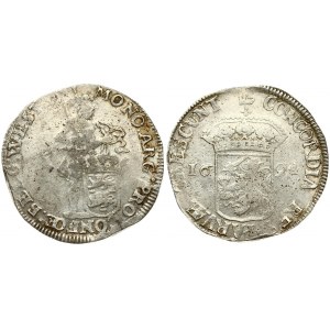 Netherlands WEST FRIESLAND 1 Silver Ducat 1694 Averse: Standing armored knight with crowned shield of West...