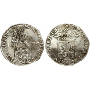 Netherlands UTRECHT 1 Silver Ducat 1696 Averse: Standing armored Knight with crowned shield of Holland at feet...