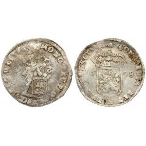 Netherlands WEST FRIESLAND 1 Silver Ducat 1698 Averse: Standing armored knight with crowned shield of West...