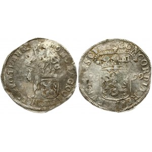 Netherlands OVERIJSSEL 1 Silver Ducat 1699 Averse: Standing armored knight with crowned shield of Overyssel at feet...