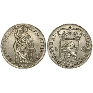 Netherlands UTRECHT 1 Gulden 1762 Averse: Crowned arms of the Generality divide value. Averse Legend: MO : ARG : ORD ...