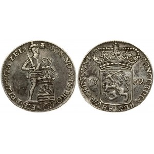 Netherlands ZEELAND 1 Silver Ducat 1762 Averse: Standing armored Knight with crowned Zeeland shield at feet...