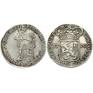 Netherlands ZEELAND 1 Silver Ducat 1770 Averse: Standing armored Knight with crowned Zeeland shield at feet...
