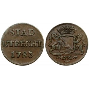 Netherlands UTRECHT 1 Duit 1783 Averse: Crowned arms of Utrecht; with supporters on mantle/date. Reverse...