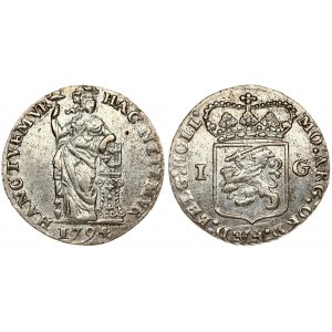 Netherlands HOLLAND 1 Gulden 1794 Averse: Crowned arms of the Generality divides value I - G. Averse Legend: MO: ARG ...