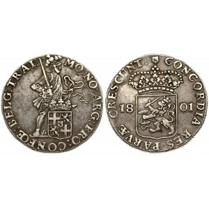 Netherlands UTRECHT 1 Silver Ducat 1801 Averse: Standing armored knight; crowned shield by legs. Averse Legend: MO:NO...