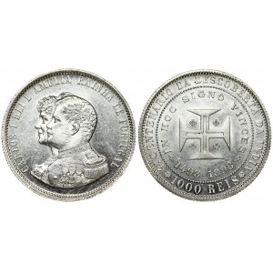 Portugal 1000 Reis 1898 400th Anniversary Discovery of India. Carlos I(1889-1908). Averse: Conjoined busts left...