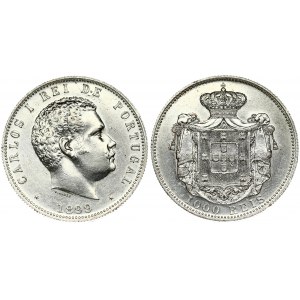 Portugal 1000 Reis 1899 Carlos I(1889-1908). Averse: Head right. Averse Legend: CARLOS I... Reverse...