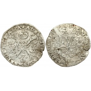 Spanish Netherlands FLANDERS 1 Patagon 1617. Albert & Isabella (1612-1621). Averse: St. Andrew's cross; crown above...