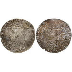 Spanish Netherlands BURGUNDY 1 Patagon 16??(s) Philip IV(1621-1665). Averse: St. Andrew...