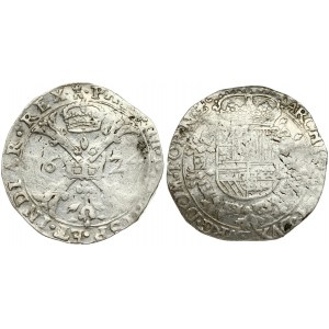 Spanish Netherlands TOURNAI 1 Patagon 1624 Philip IV(1621-1665). Averse: Date divided by St. Andrew's cross...
