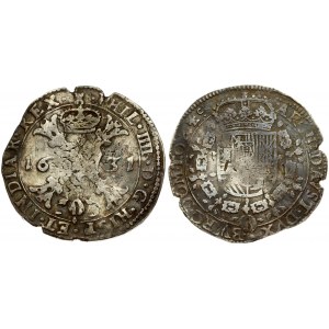 Spanish Netherlands TOURNAI 1 Patagon 1631 Philip IV(1621-1665). Averse: Date divided by St. Andrew's cross...