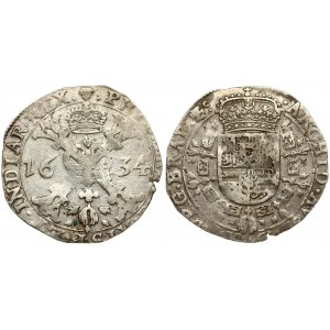 Spanish Netherlands BRABANT 1/2 Patagon 1634 Brussels. Philip IV(1621-1665). Averse...