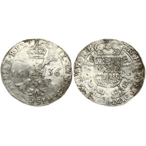 Spanish Netherlands TOURNAI 1 Patagon 1636 Philip IV(1621-1665). Averse: Date divided by St. Andrew's cross...
