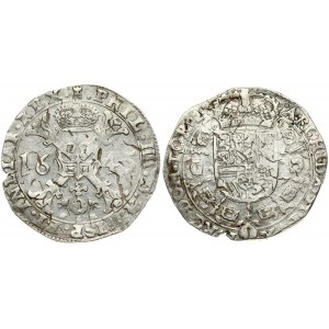 Spanish Netherlands TOURNAI 1 Patagon 1645 Philip IV(1621-1665). Averse: Date divided by St. Andrew's cross...