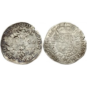Spanish Netherlands FLANDERS 1 Patagon 1646 Philip IV(1621-1665). Averse: St. Andrew's cross; crown above; fleece below...