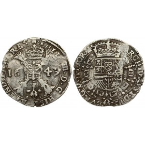 Spanish Netherlands TOURNAI 1 Patagon 1649 Philip IV(1621-1665). Averse: Date divided by St. Andrew's cross...