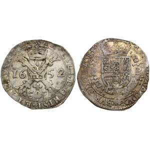 Spanish Netherlands TOURNAI 1 Patagon 1652 Philip IV(1621-1665). Averse: Date divided by St. Andrew's cross...