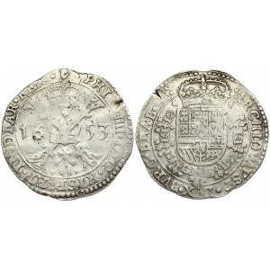 Spanish Netherlands BRABANT 1 Patagon 1653 Antwerp. Philip IV(1621-1665). Averse...