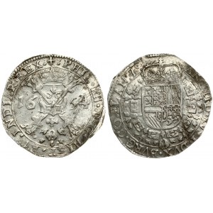 Spanish Netherlands FLANDERS 1 Patagon 1654 Philip IV(1621-1665). Averse: St. Andrew's cross; crown above; fleece below...
