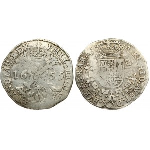 Spanish Netherlands BRABANT 1/2 Patagon 1655 Brussels. Philip IV(1621-1665). Averse...