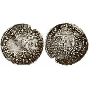 Spanish Netherlands FLANDERS 1/2 Patagon 1661 Philip IV(1621-1665). Averse: St. Andrew's cross; crown above...