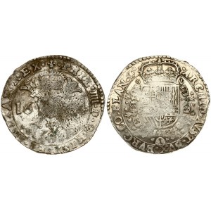Spanish Netherlands FLANDERS 1 Patagon 1664 Philip IV(1621-1665). Averse: St. Andrew's cross; crown above; fleece below...