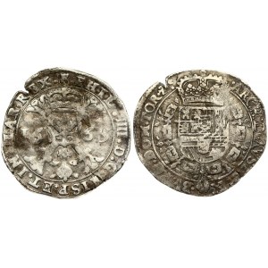 Spanish Netherlands TOURNAI 1 Patagon 1665 Philip IV(1621-1665). Averse: Date divided by St. Andrew's cross...