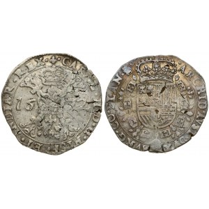 Spanish Netherlands FLANDERS 1 Patagon 1672 Charles II(1665-1700). Averse: St. Andrew's cross; crown above...