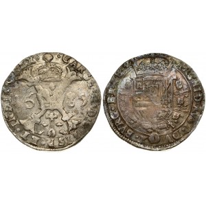 Spanish Netherlands BRABANT 1 Patagon 1685 Brussels. Charles II(1665-1700). Averse: St. Andrew's cross; crown above...
