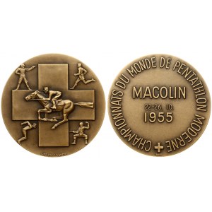 Switzerland Medal Modern Pentathlon World Championships 1955 in Macolin. Bronze. Weight approx: 89.47 g. Diameter...