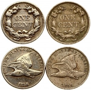 USA 1 Cent 1858 'Flying Eagle Cent' Averse: An Eagle in flight with the country name above and the date below. Lettering