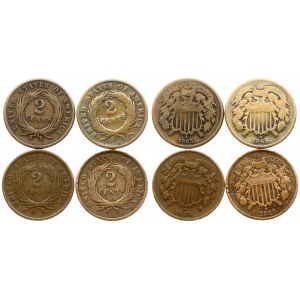 USA 2 Cents 1864-1868 'Union Shield'. Averse: Shield in a wreath and the United States motto. Lettering...