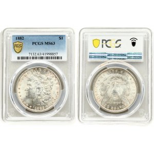 USA 1 Dollar 1882 'Morgan Dollar' Philadelphia. Averse: Liberty head; facing left. Lettering...