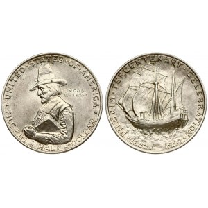 USA ½ Dollar 1920 Pilgrim Tercentenary. Averse: William Bradford governor of the Plymouth Colony holding a Bible...